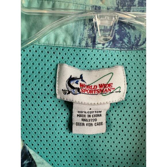 World Wide Sportsman Shirt Mens Large Blue Sport Fisherman Vented Button Up - Picture 4 of 9